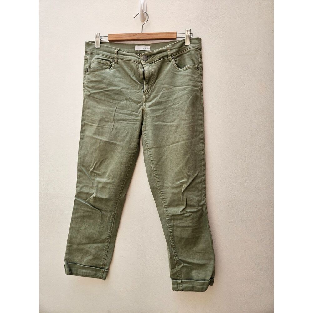 Ann Taylor LOFT cuffed cropped chino pants olive green size 8
